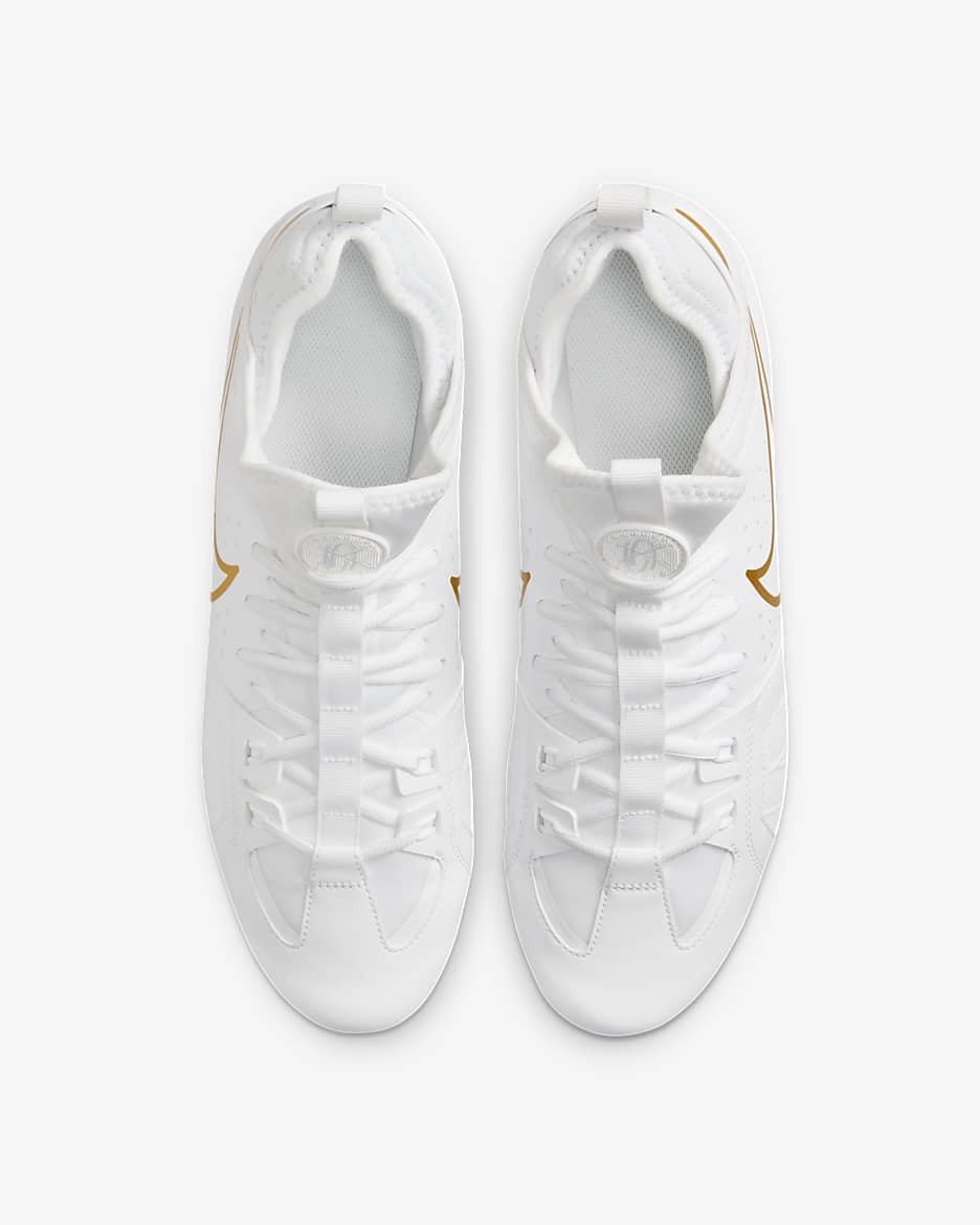 Nike huarache white and gold cleats best sale